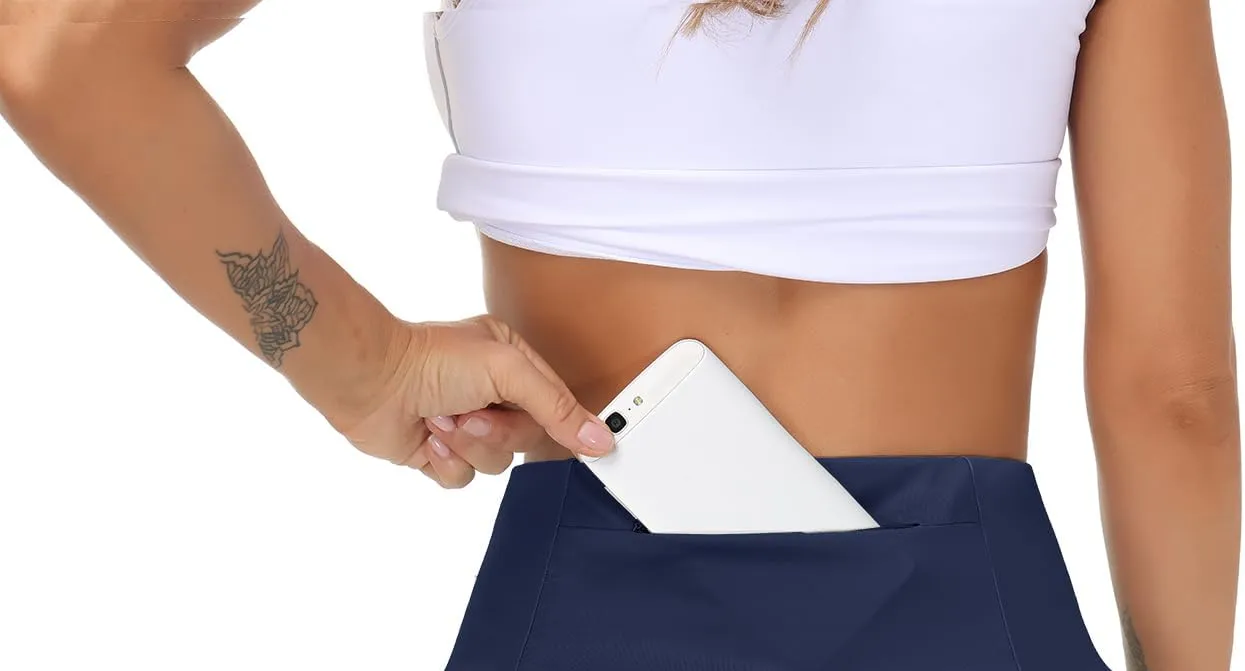 THE GYM PEOPLE Women’s High Waist Running Shorts with Liner Athletic Hiking Workout Shorts Zip Pockets