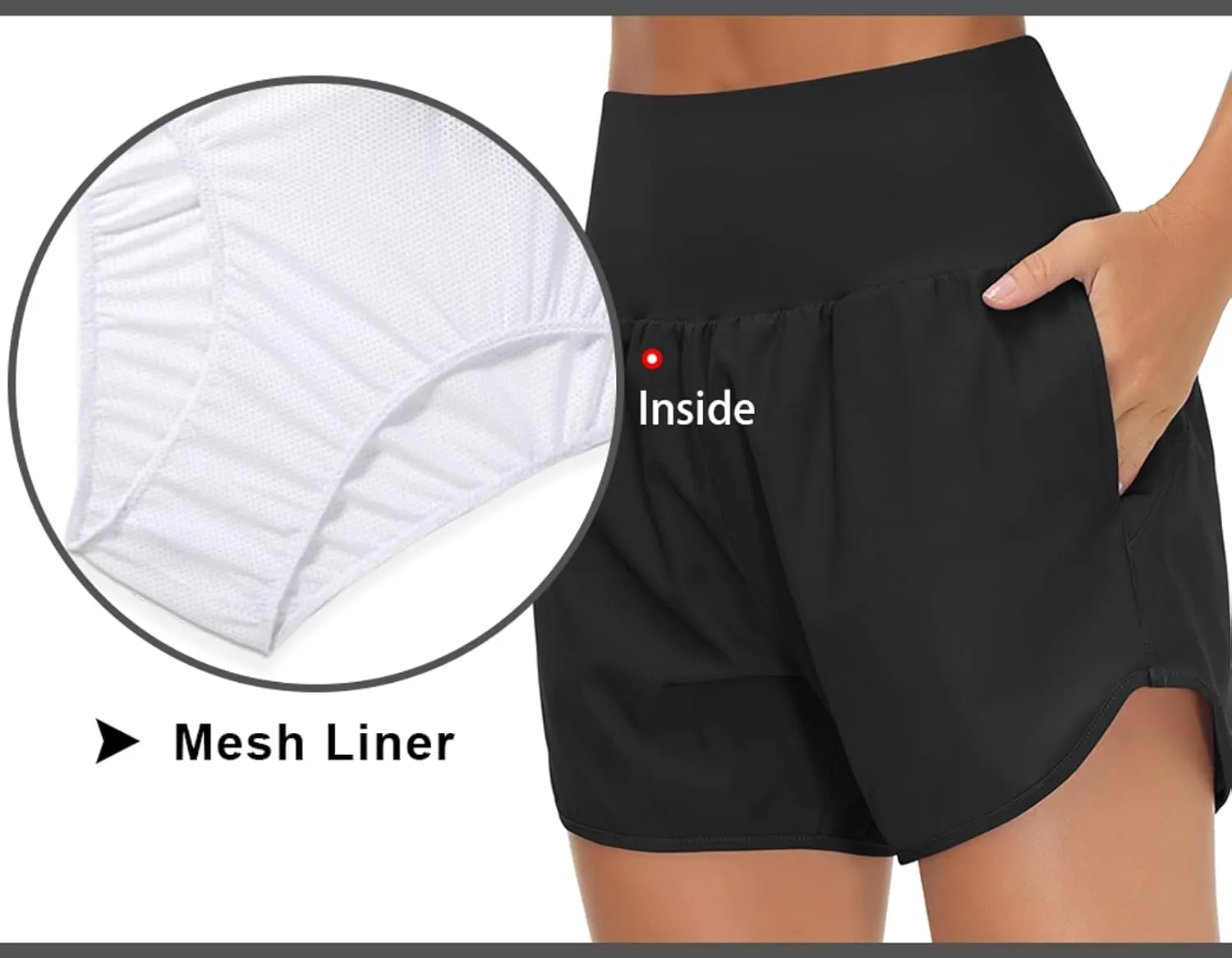 THE GYM PEOPLE Women’s High Waist Running Shorts with Liner Athletic Hiking Workout Shorts Zip Pockets
