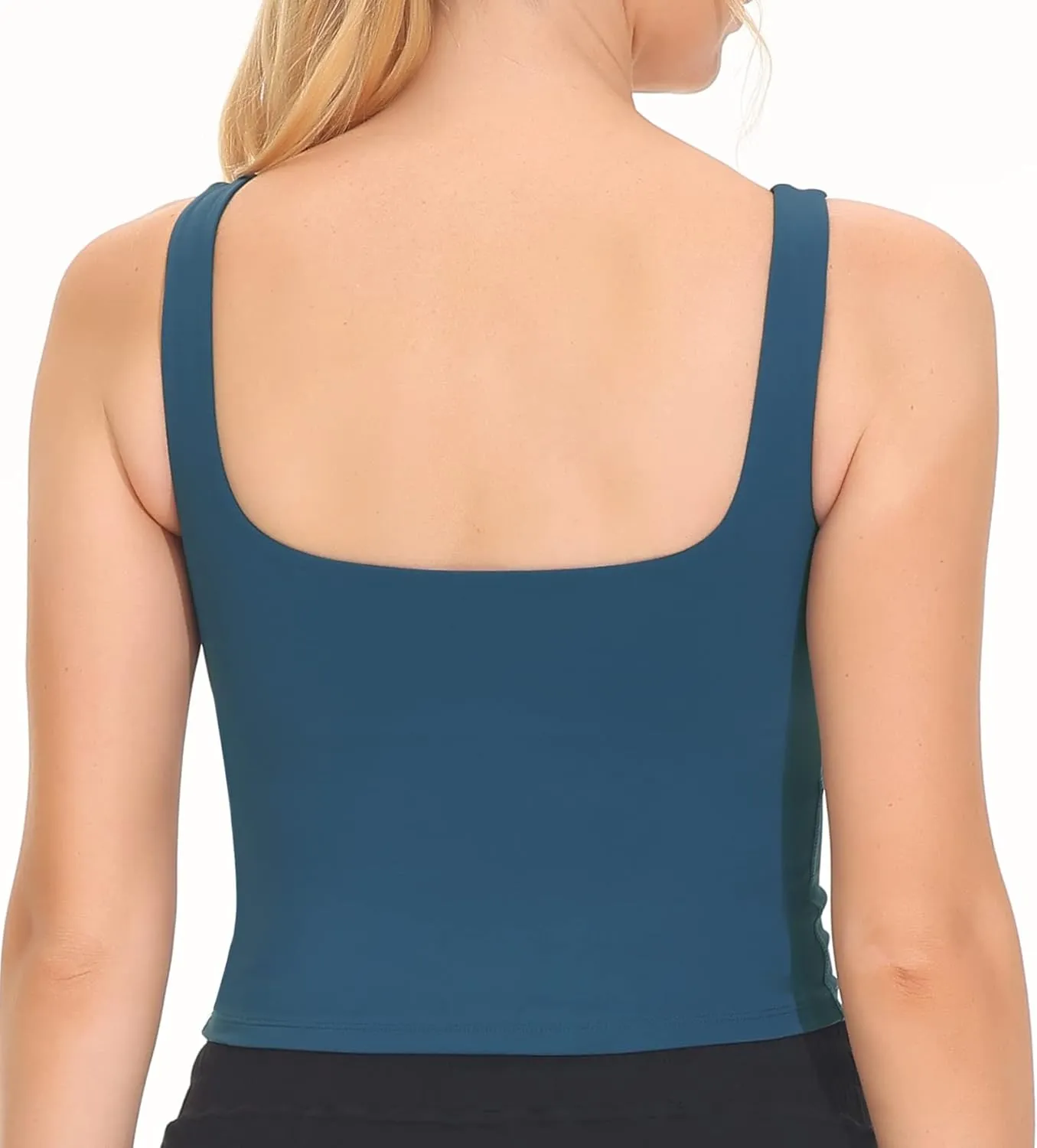 THE GYM PEOPLE Women's Square Neck Longline Sports Bra Workout Removable Padded Yoga Crop Tank Tops