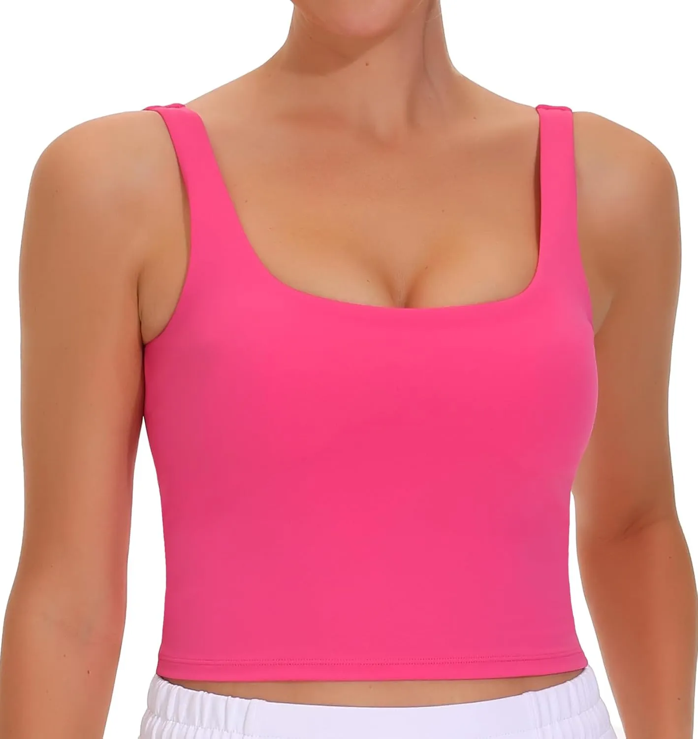 THE GYM PEOPLE Women's Square Neck Longline Sports Bra Workout Removable Padded Yoga Crop Tank Tops