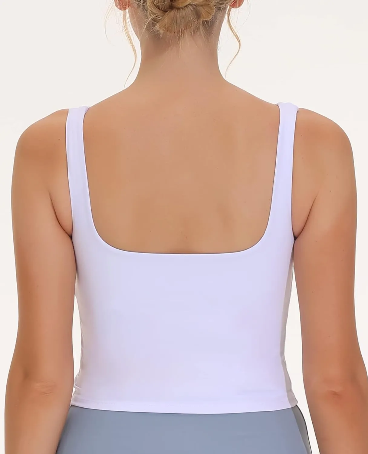 THE GYM PEOPLE Women's Square Neck Longline Sports Bra Workout Removable Padded Yoga Crop Tank Tops