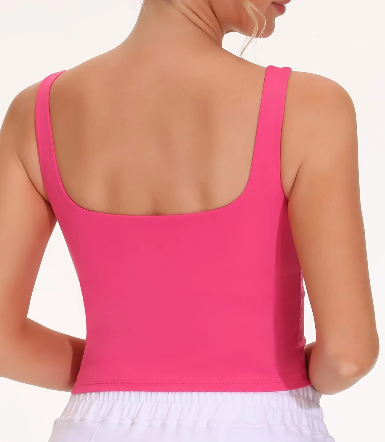 THE GYM PEOPLE Women's Square Neck Longline Sports Bra Workout Removable Padded Yoga Crop Tank Tops