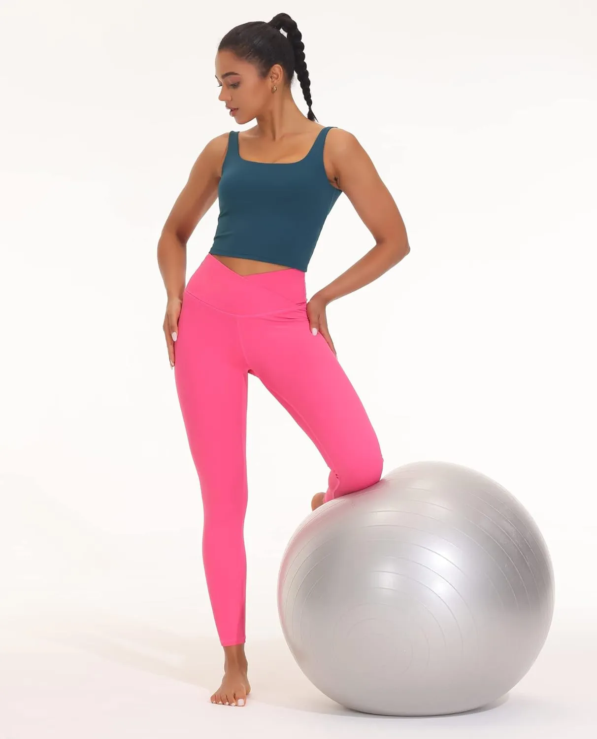 THE GYM PEOPLE Women's Square Neck Longline Sports Bra Workout Removable Padded Yoga Crop Tank Tops