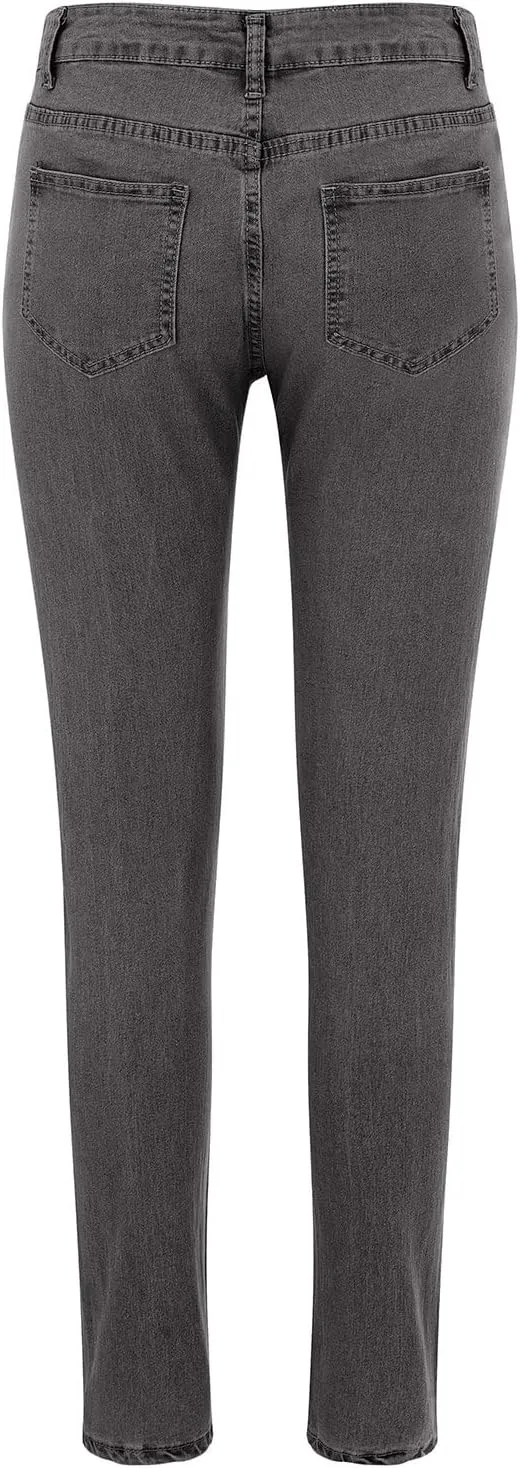 Tight Jeans for Women High Waisted Butt-Lifting Elastic Skinny Pencil Pants Button Solid Casual Denim Trousers