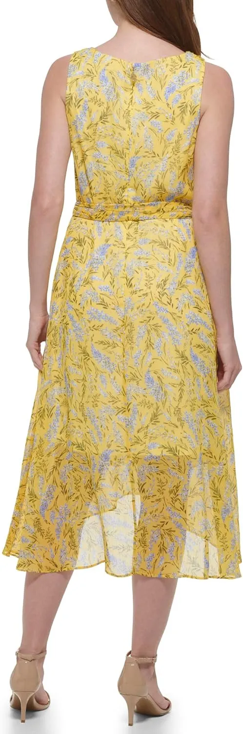 Tommy Hilfiger Women's Sleeveless Midi Faux Wrap Chiffon