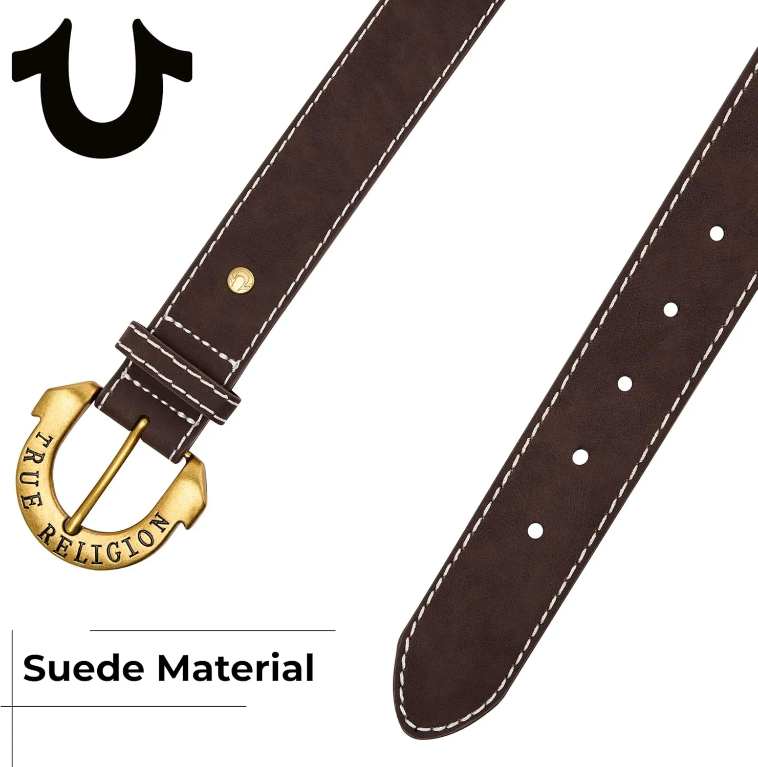 True Religion Belts for Women Womens Belts for Jeans Black Belt Engraved Horseshoe Buckle