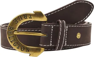 True Religion Belts for Women Womens Belts for Jeans Black Belt Engraved Horseshoe Buckle