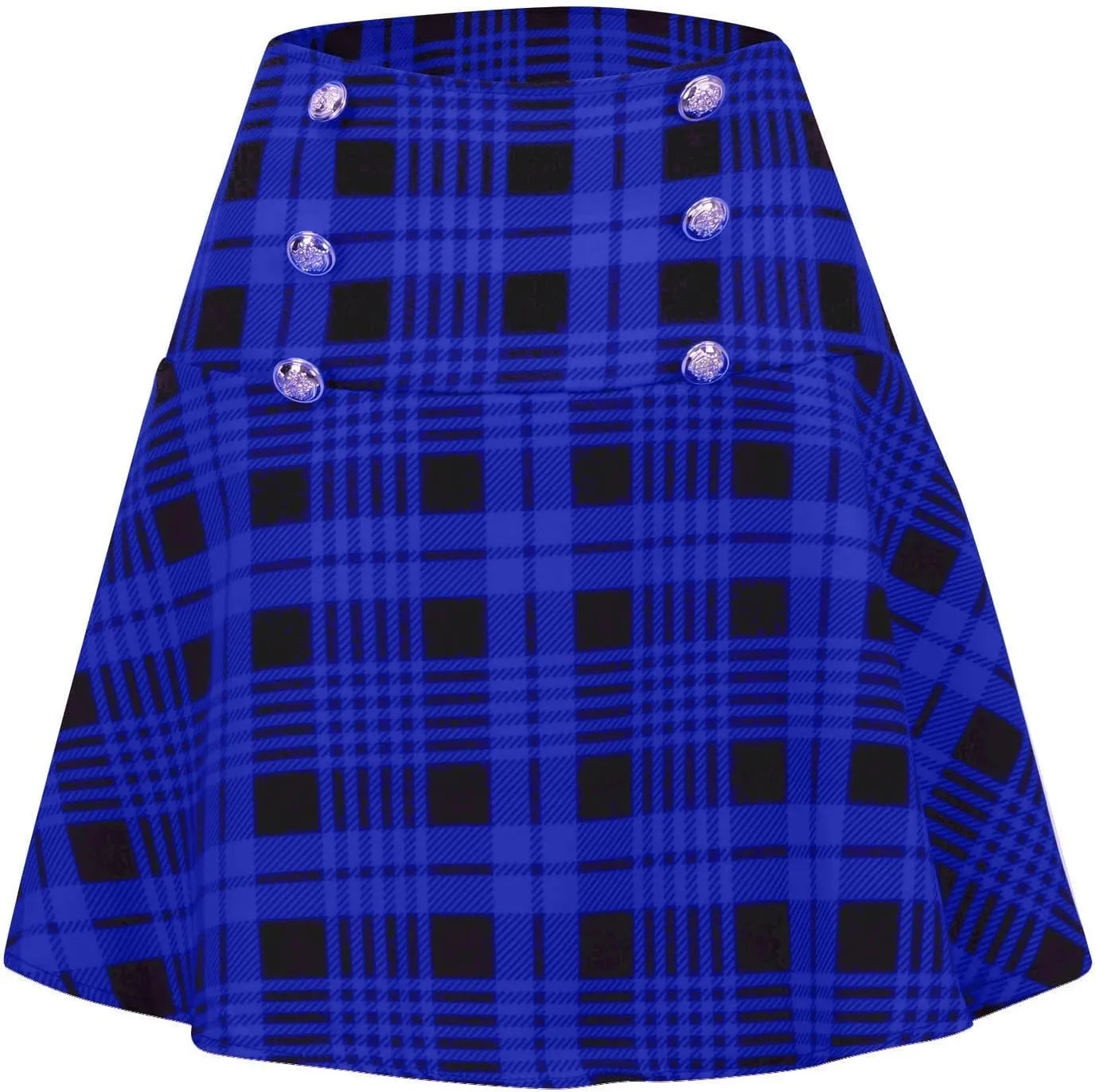 tuduoms Women Plaid Pleated Mini Skater Skirt Button High Waisted Flared School Uniform Mini Skirt Cheerleader a Line Skirts