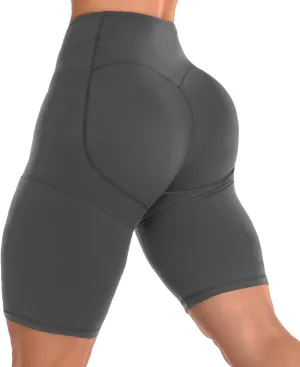 UURUN Yoga Shorts for Women, High Waist Biker Shorts, Tummy Control Workout Short with Side Pockets