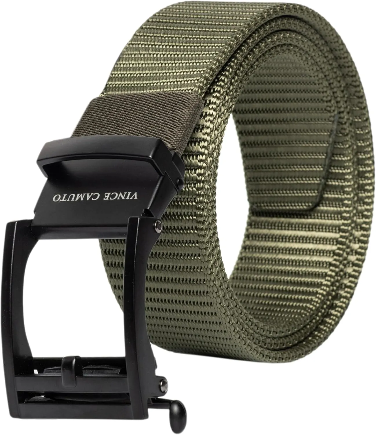 Vince Camuto Belts Men | Belt with a Black Finish Belt Buckle | Ribbed Polyester Belt Tailored for Men