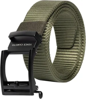 Vince Camuto Belts Men | Belt with a Black Finish Belt Buckle | Ribbed Polyester Belt Tailored for Men