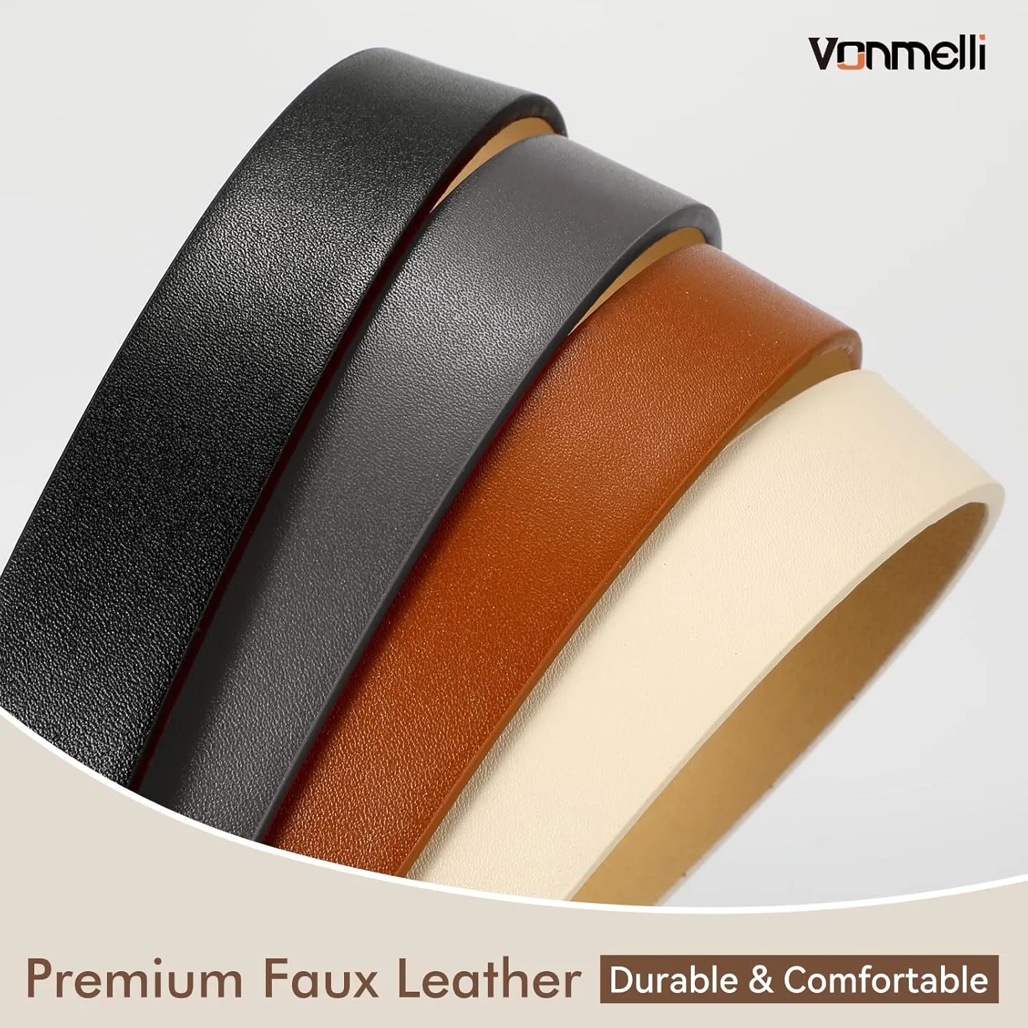 VONMELLI 4 Pack Womens Thin Leather Belt Skinny Waist Belts for Women Fashion Jeans Dress with Gold Buckle