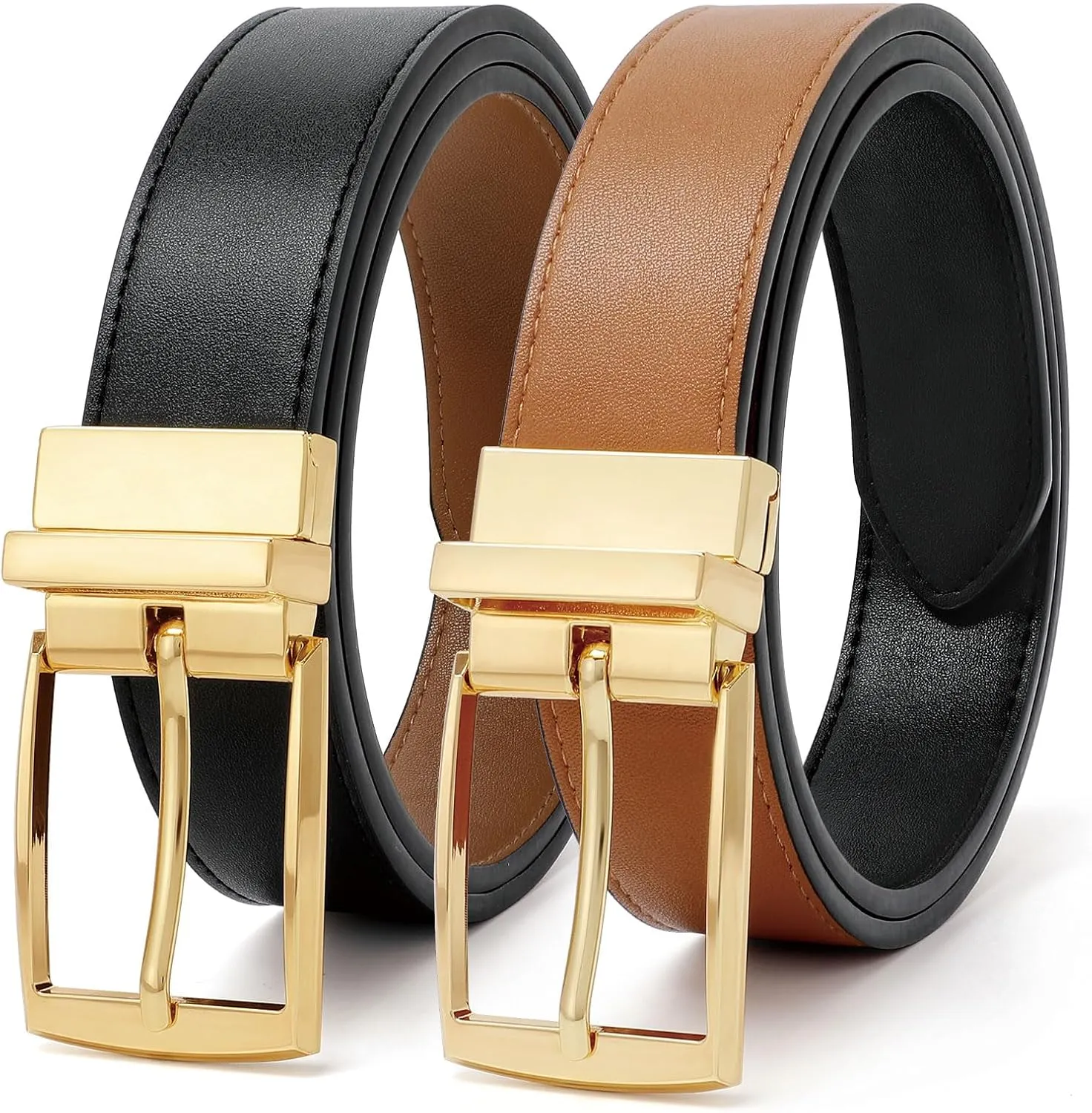 VONMELLI Reversible Belt for Women Leather Belts for Jeans Pants Fashion Ladies Dress Belt Trim to Fit