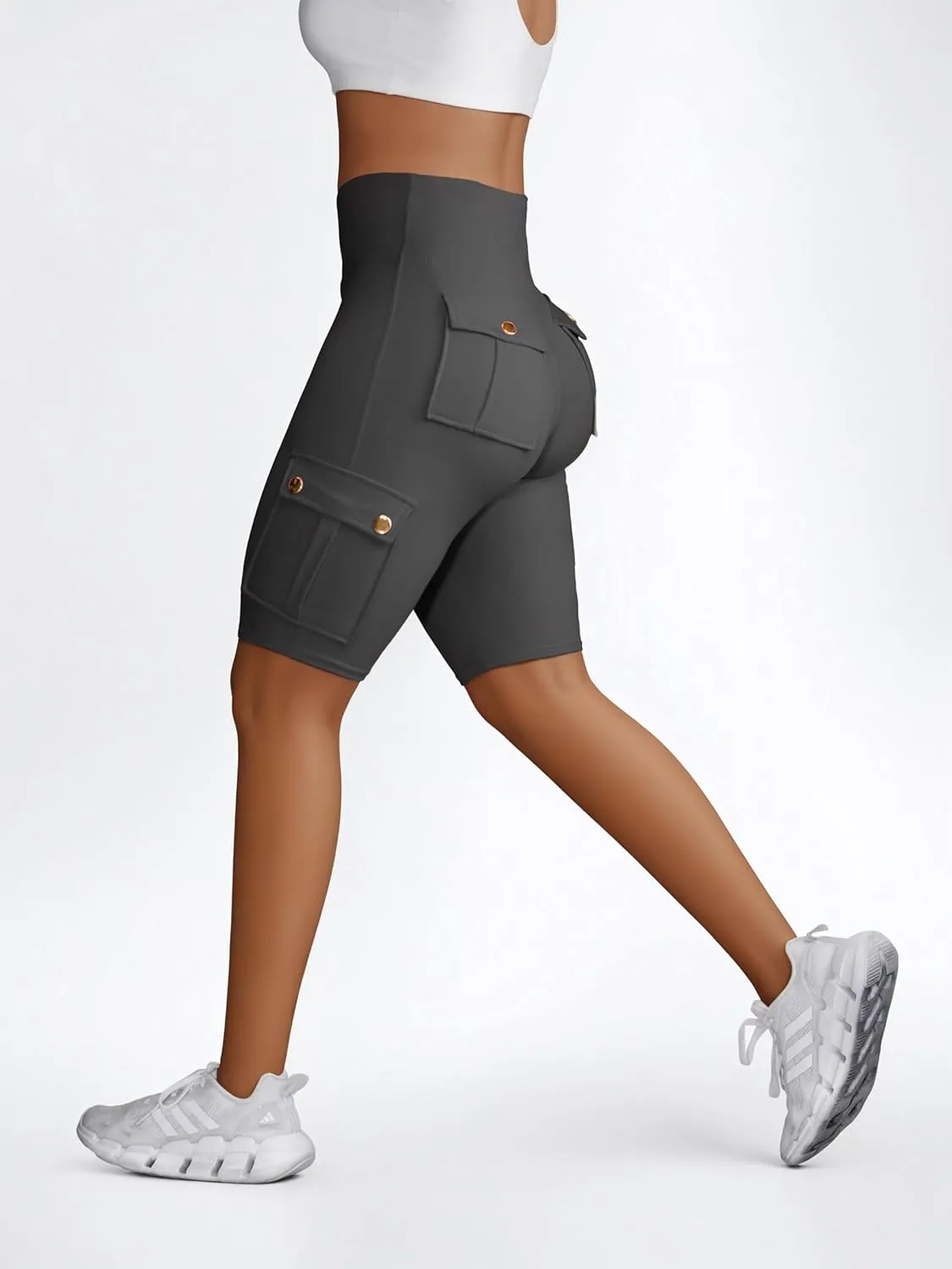 Wavar Biker Shorts for Women Scrunch Butt Cargo Shorts High Waist Tummy Control Workout Yoga Running Athletic Shorts