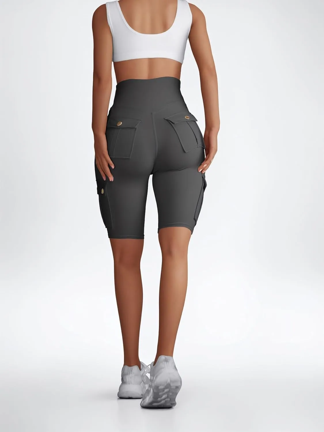 Wavar Biker Shorts for Women Scrunch Butt Cargo Shorts High Waist Tummy Control Workout Yoga Running Athletic Shorts