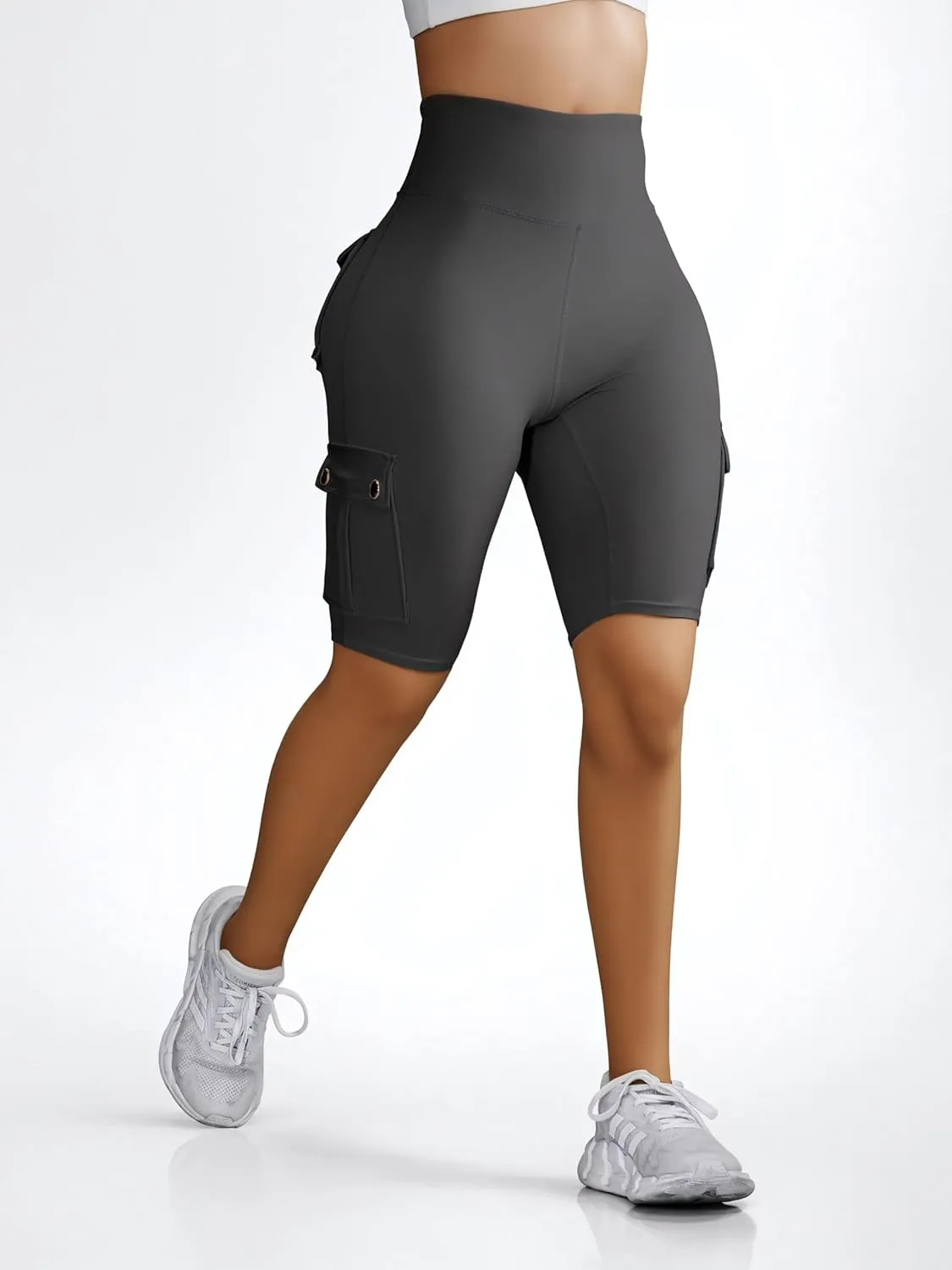 Wavar Biker Shorts for Women Scrunch Butt Cargo Shorts High Waist Tummy Control Workout Yoga Running Athletic Shorts
