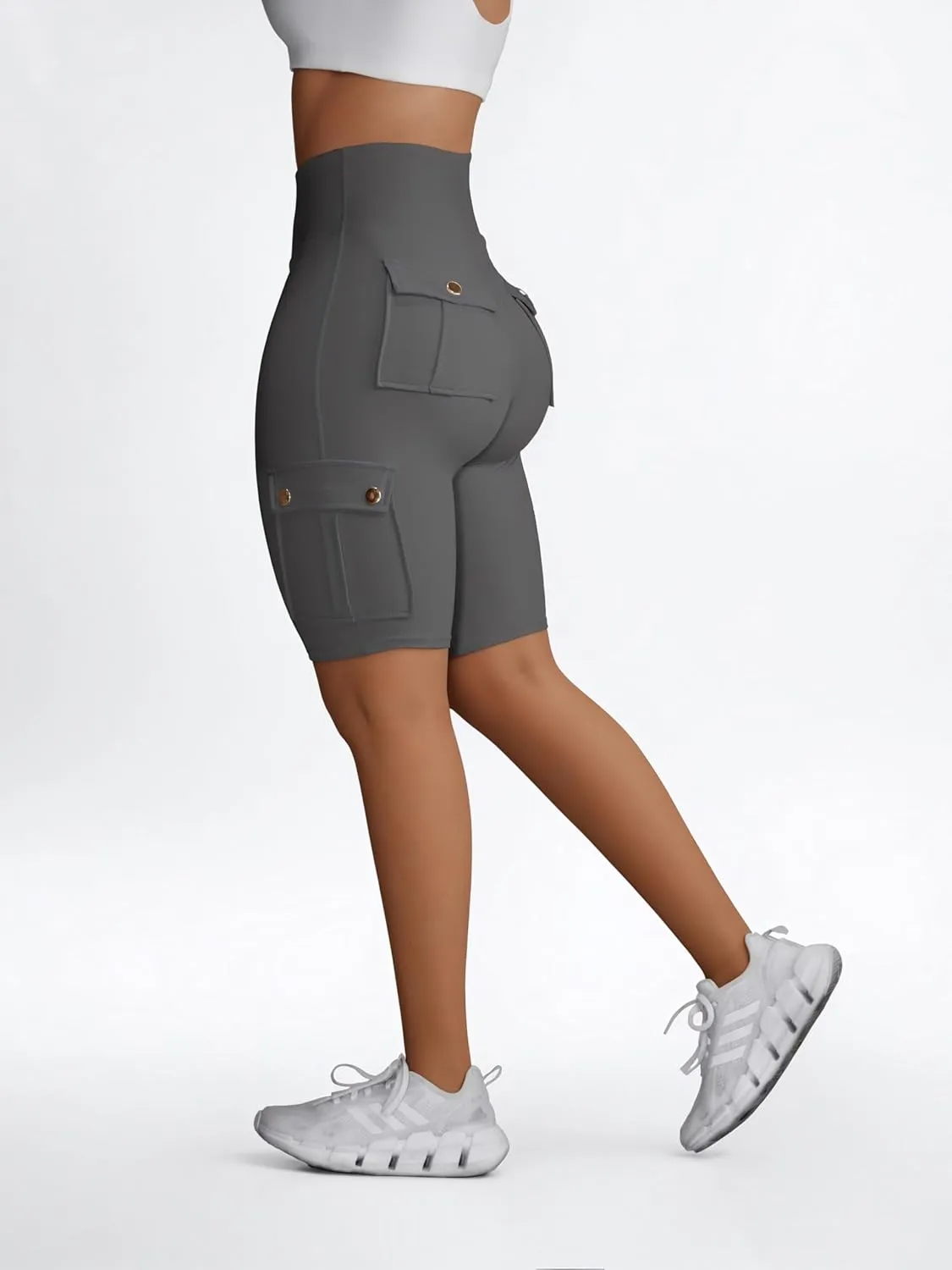 Wavar Biker Shorts for Women Scrunch Butt Cargo Shorts High Waist Tummy Control Workout Yoga Running Athletic Shorts