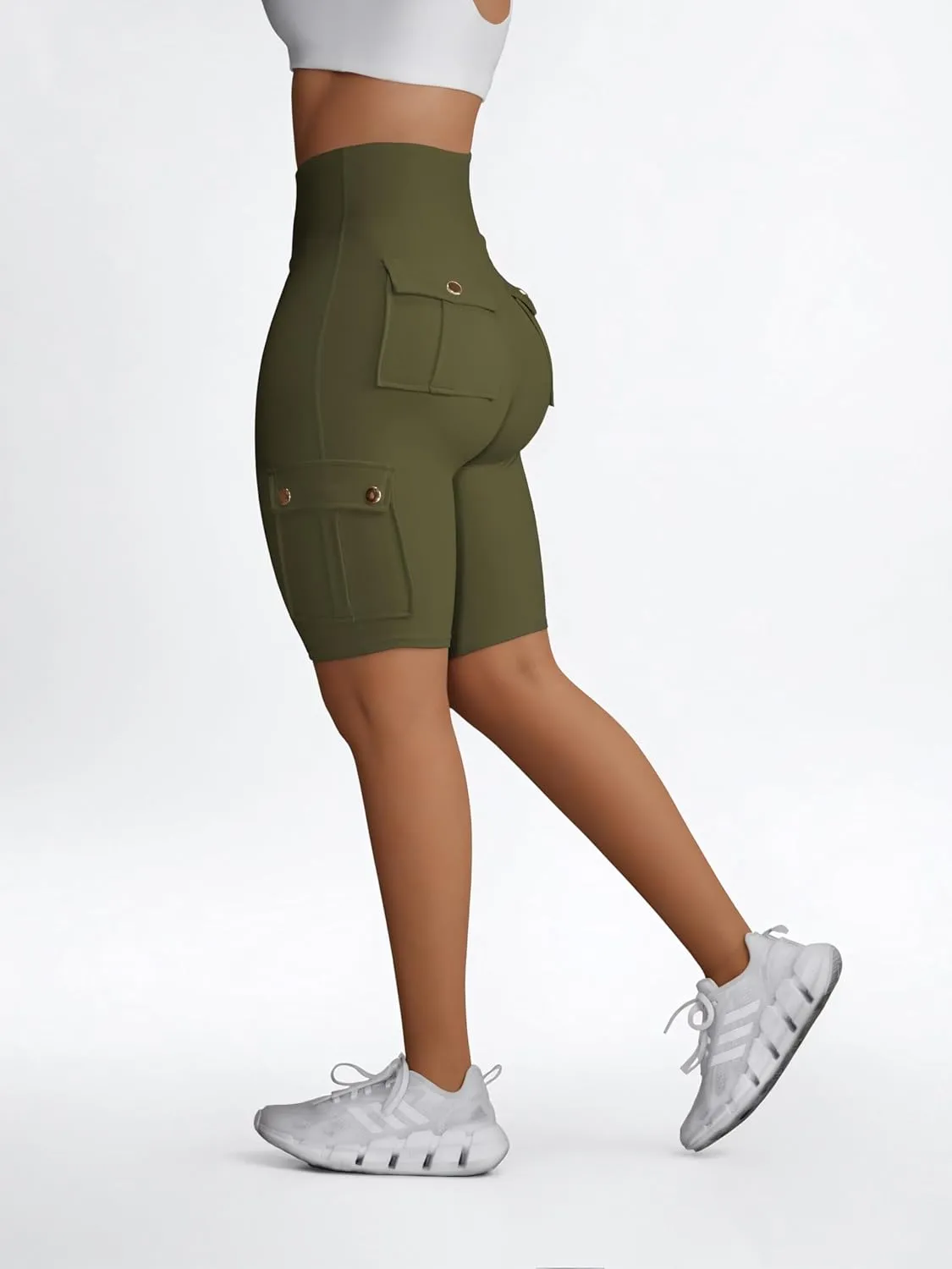 Wavar Biker Shorts for Women Scrunch Butt Cargo Shorts High Waist Tummy Control Workout Yoga Running Athletic Shorts