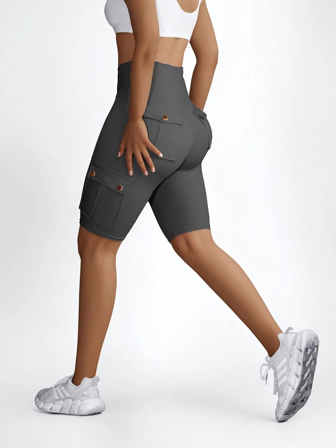 Wavar Biker Shorts for Women Scrunch Butt Cargo Shorts High Waist Tummy Control Workout Yoga Running Athletic Shorts