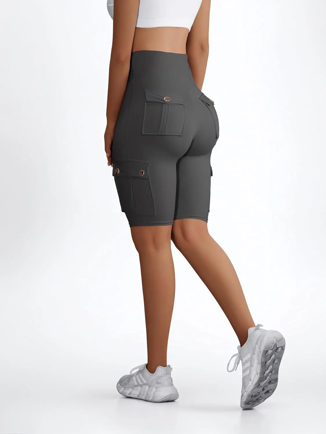 Wavar Biker Shorts for Women Scrunch Butt Cargo Shorts High Waist Tummy Control Workout Yoga Running Athletic Shorts