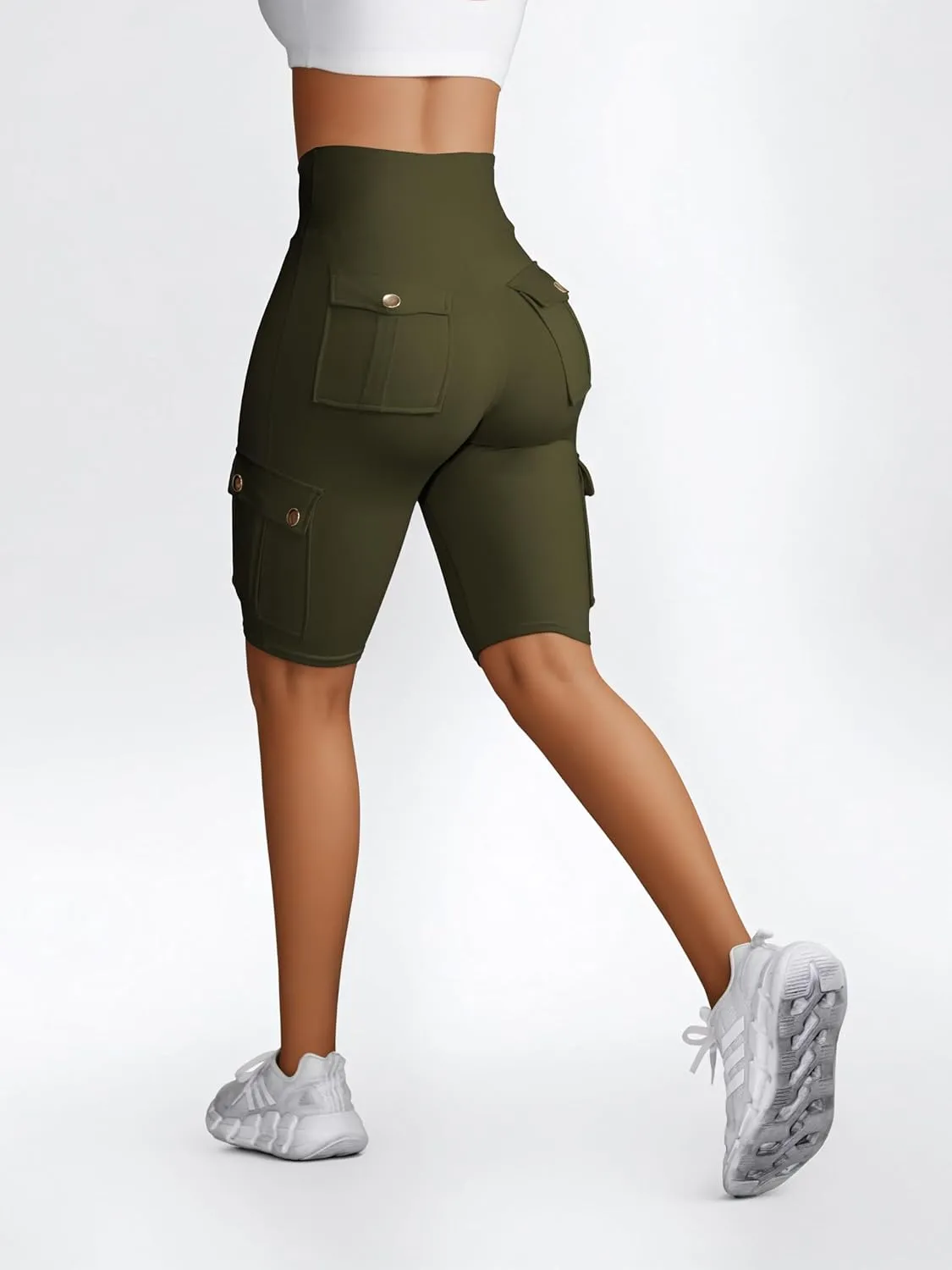 Wavar Biker Shorts for Women Scrunch Butt Cargo Shorts High Waist Tummy Control Workout Yoga Running Athletic Shorts