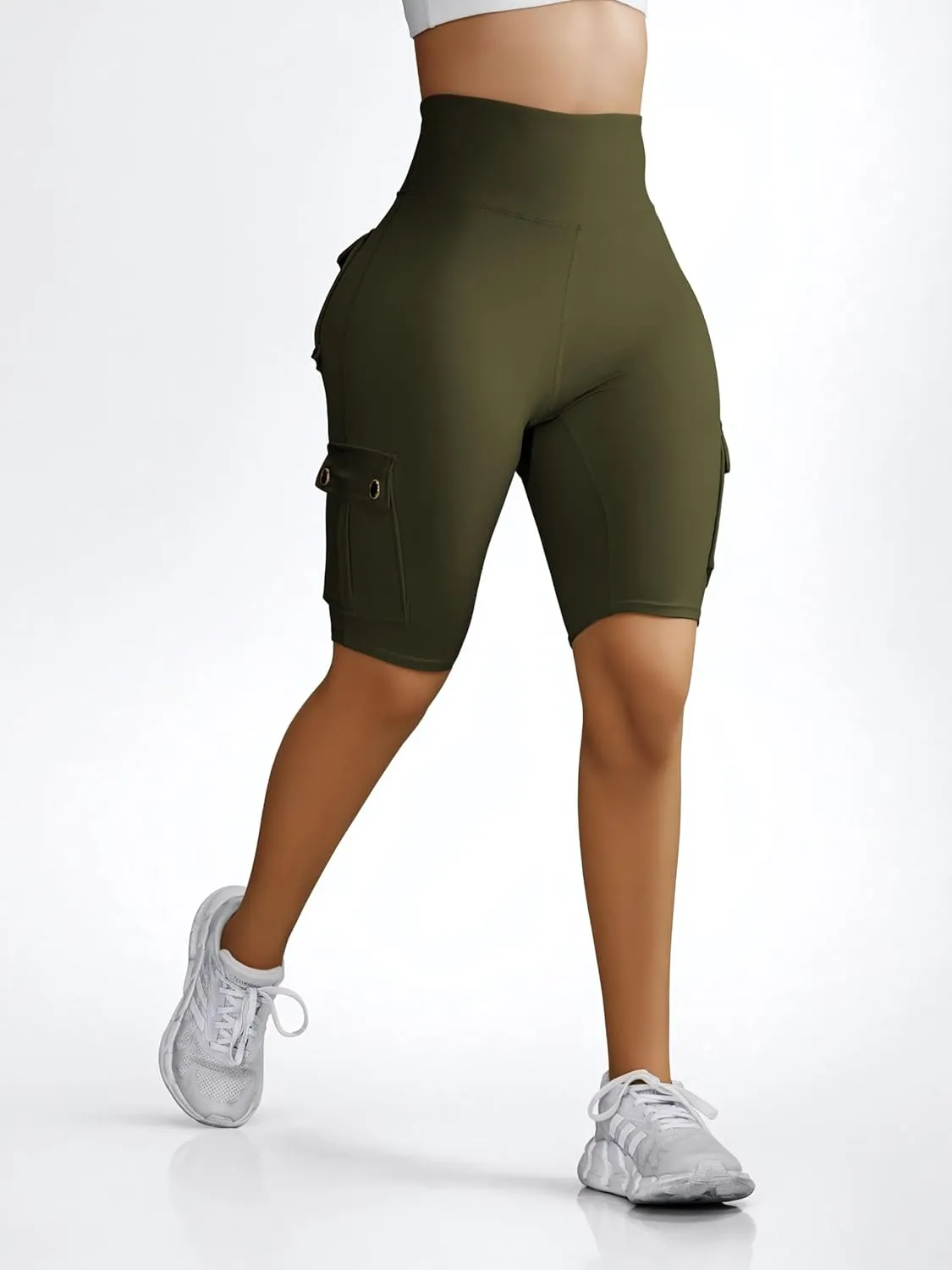 Wavar Biker Shorts for Women Scrunch Butt Cargo Shorts High Waist Tummy Control Workout Yoga Running Athletic Shorts