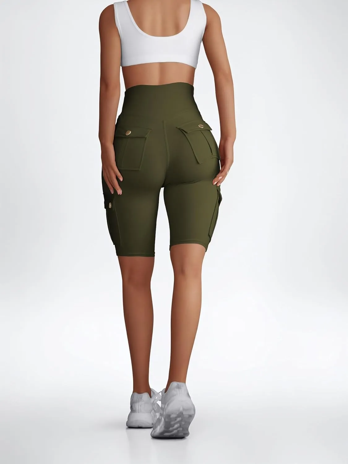 Wavar Biker Shorts for Women Scrunch Butt Cargo Shorts High Waist Tummy Control Workout Yoga Running Athletic Shorts