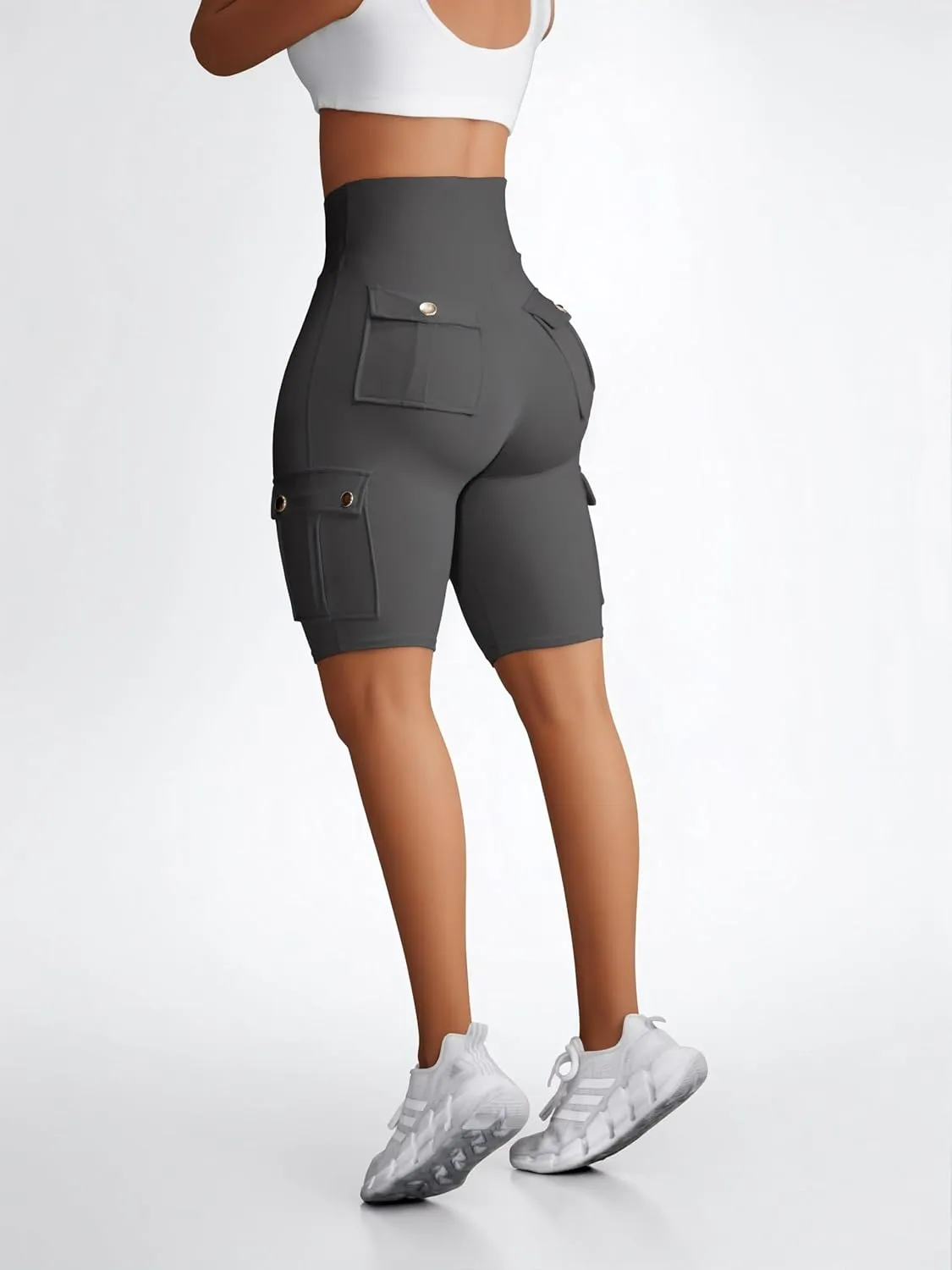 Wavar Biker Shorts for Women Scrunch Butt Cargo Shorts High Waist Tummy Control Workout Yoga Running Athletic Shorts
