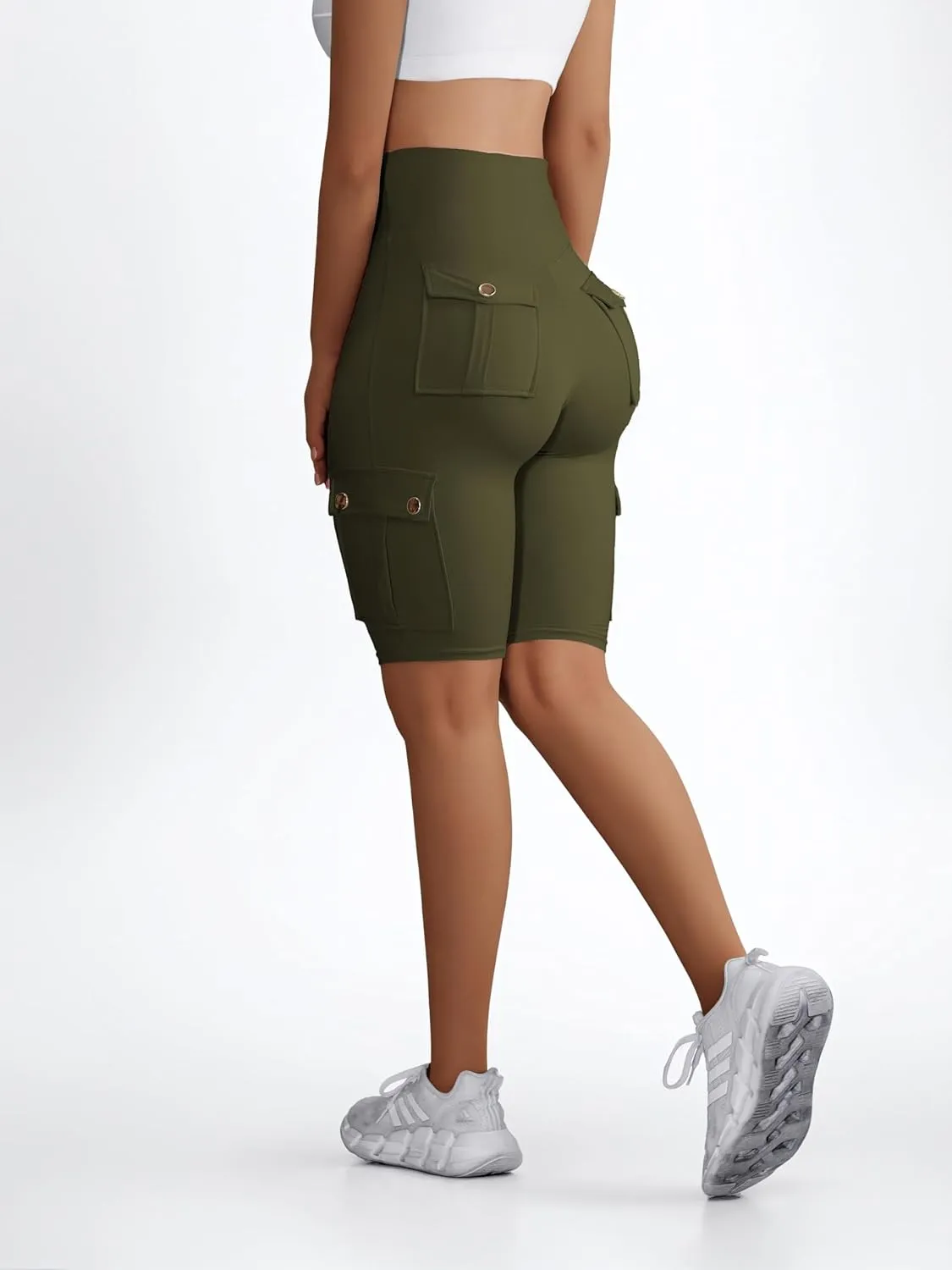 Wavar Biker Shorts for Women Scrunch Butt Cargo Shorts High Waist Tummy Control Workout Yoga Running Athletic Shorts