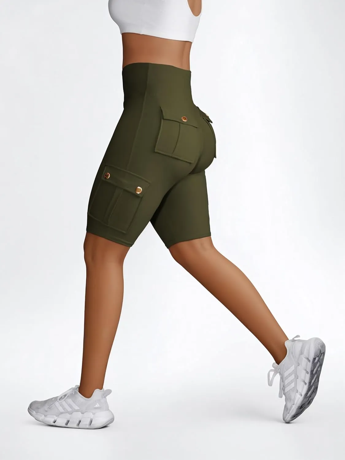 Wavar Biker Shorts for Women Scrunch Butt Cargo Shorts High Waist Tummy Control Workout Yoga Running Athletic Shorts