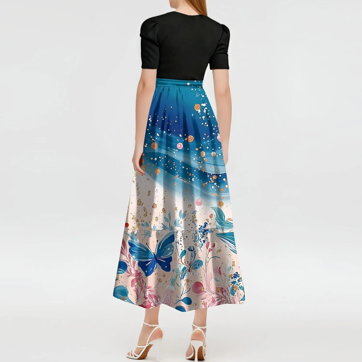 Wedding Guest Dresses for Women, Womens Easter Dresses Plus Size Formal Patchwork Spring Summer Dress 2025
