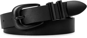 WERFORU Women Leather Belt Fashion Leather Waist Belt for Pants Jean Ladies Western Belt with Gold/Silver Buckle