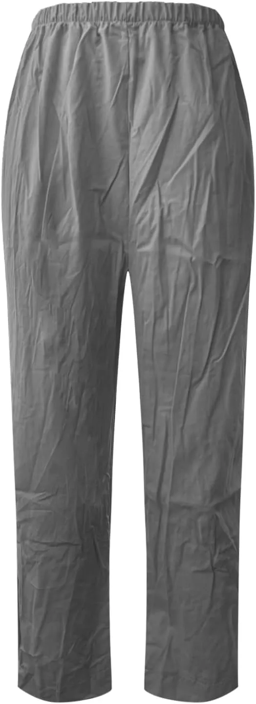 Women Capri Pants for Summer Casual Cotton Linen Plus Size Capris Loose Fitting Soft Cropped Pants with Pockets