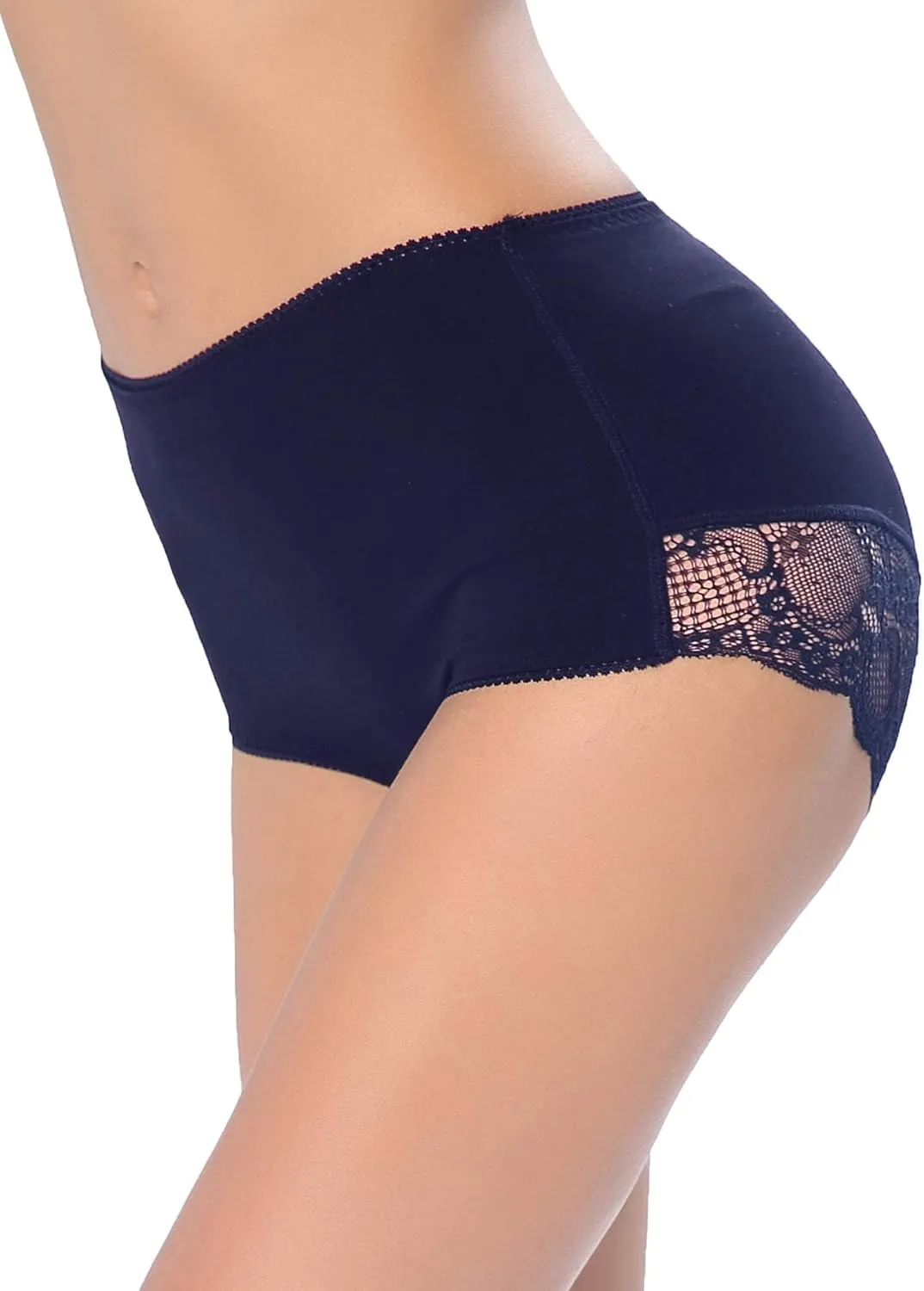 Women Cotton Lace Underwear High Waisted Brief Comfort Full Coverage Panty Multipack