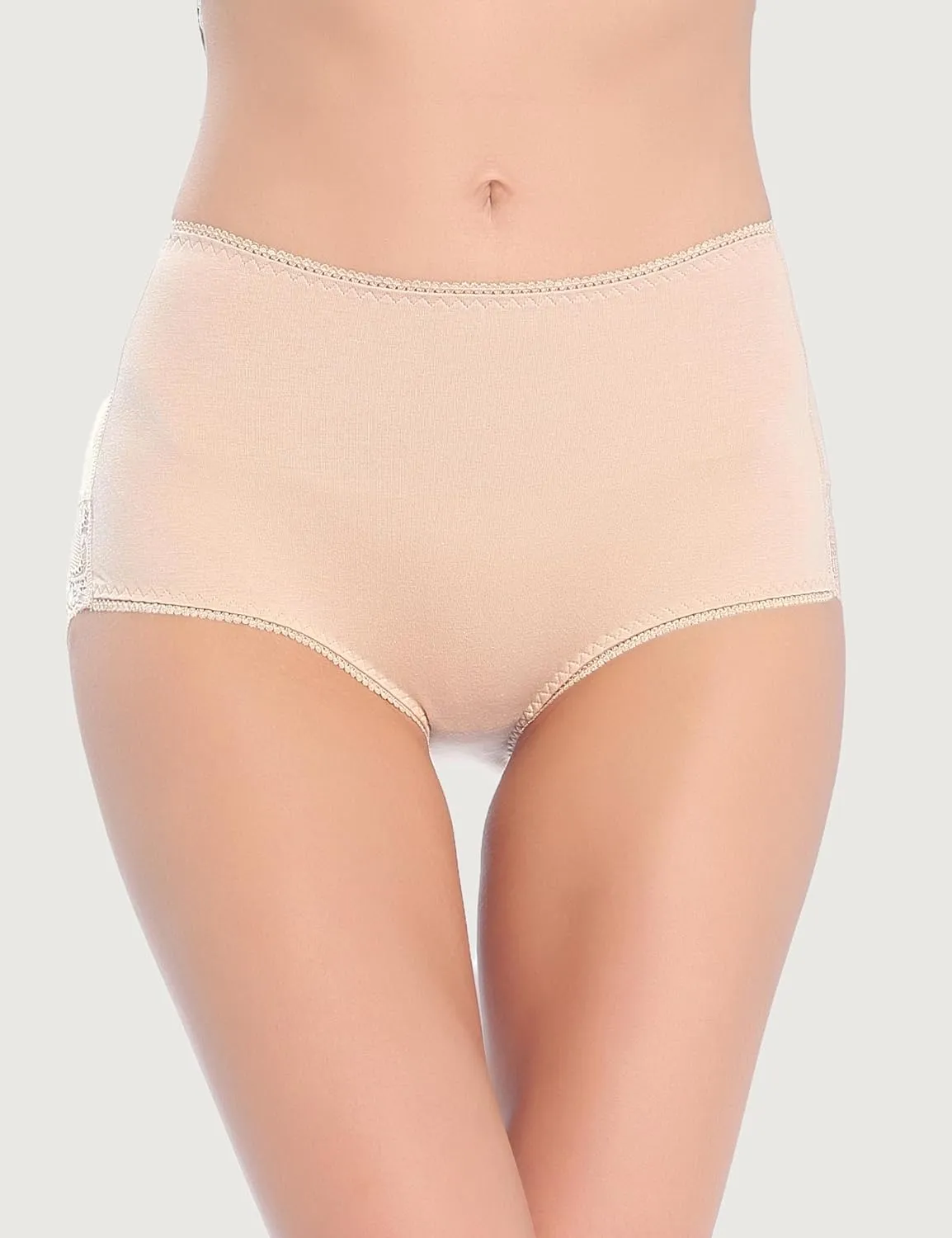 Women Cotton Lace Underwear High Waisted Brief Comfort Full Coverage Panty Multipack