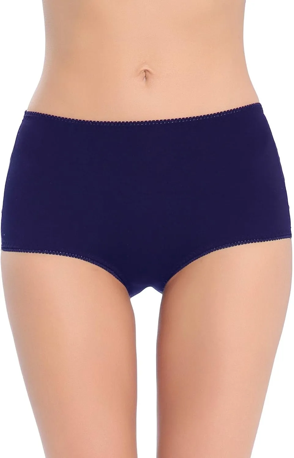 Women Cotton Lace Underwear High Waisted Brief Comfort Full Coverage Panty Multipack