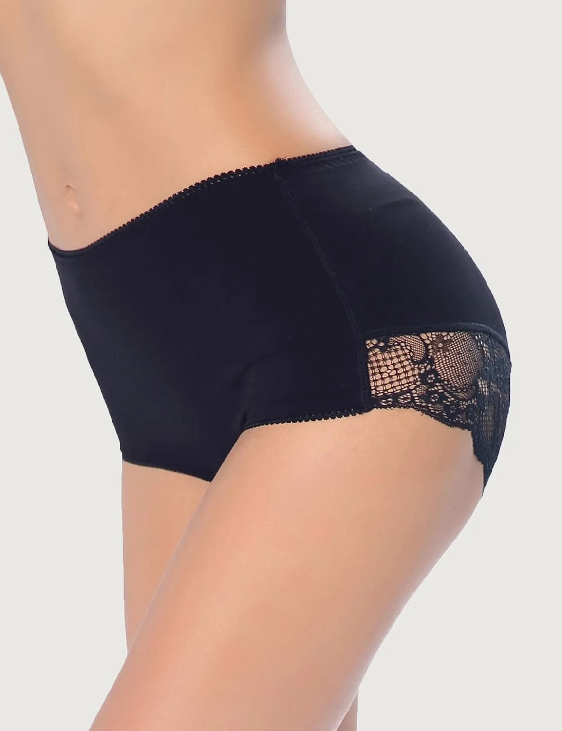 Women Cotton Lace Underwear High Waisted Brief Comfort Full Coverage Panty Multipack