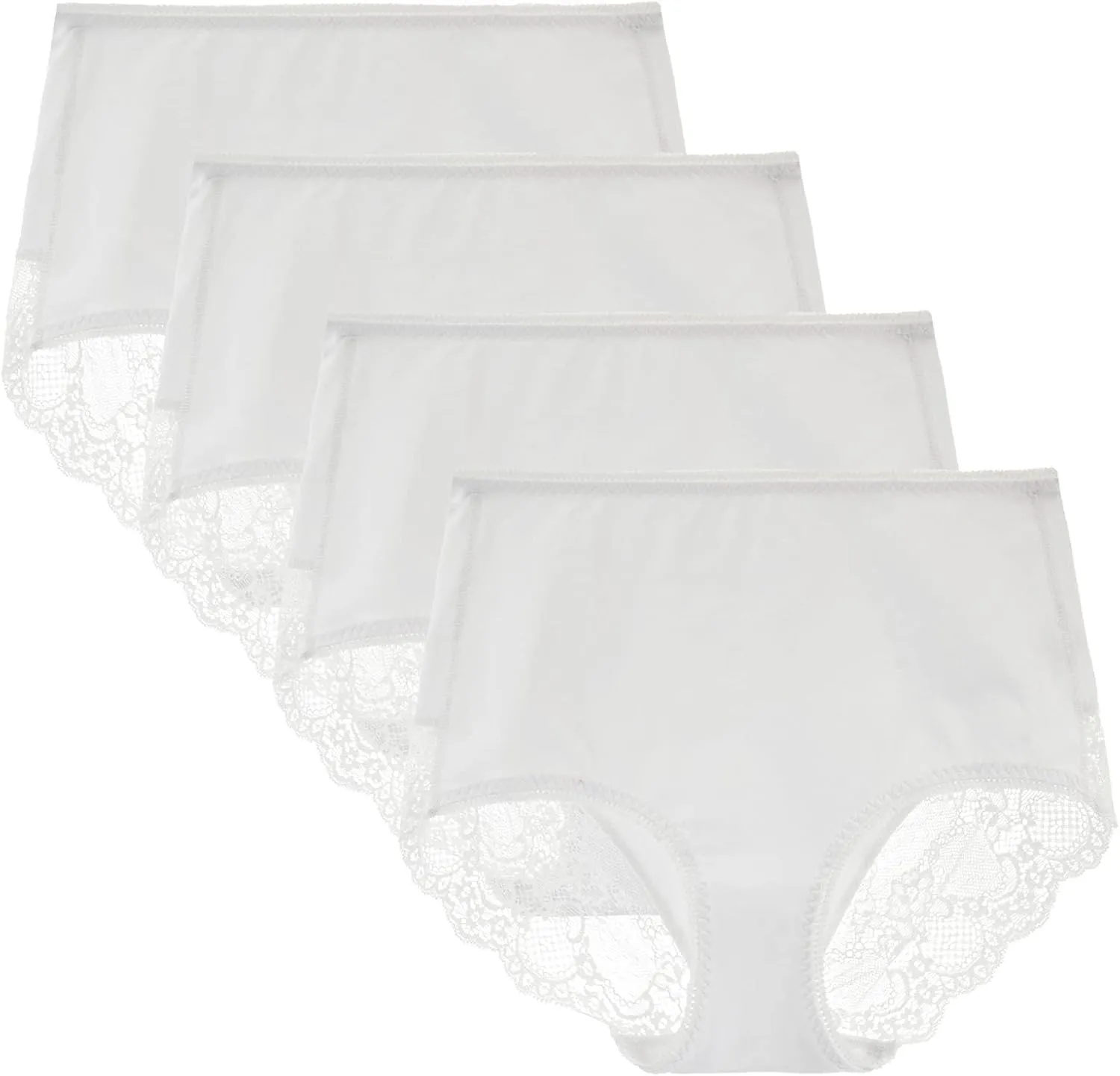 Women Cotton Lace Underwear High Waisted Brief Comfort Full Coverage Panty Multipack