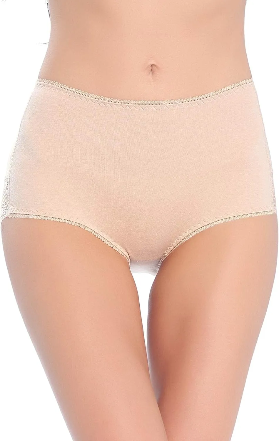 Women Cotton Lace Underwear High Waisted Brief Comfort Full Coverage Panty Multipack