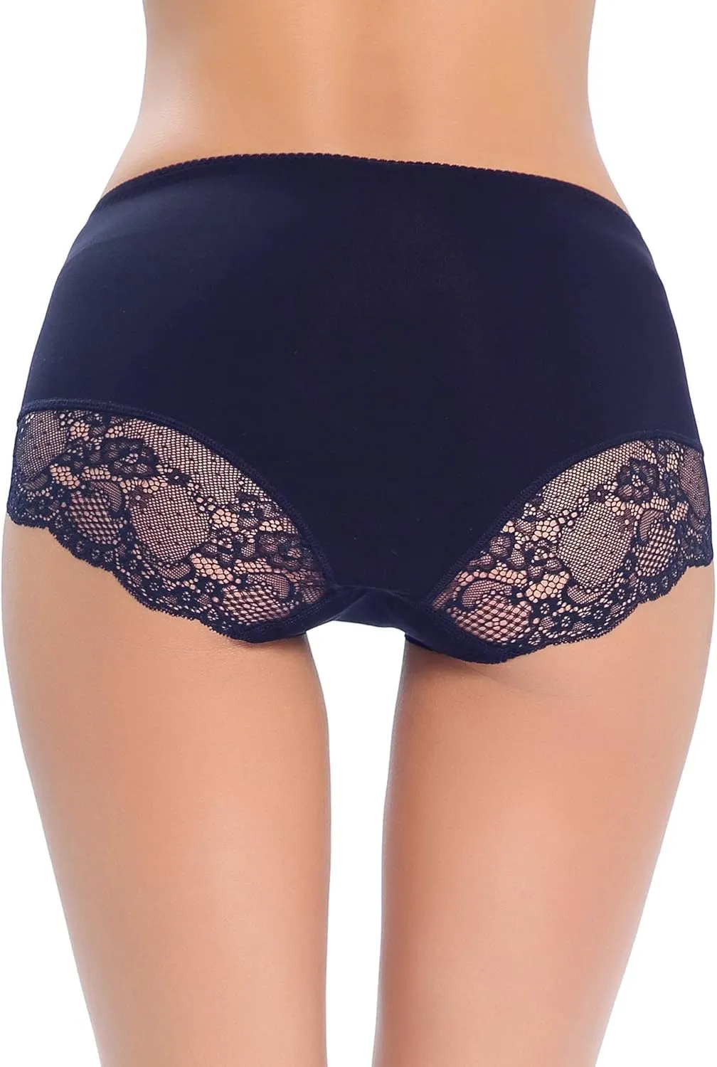 Women Cotton Lace Underwear High Waisted Brief Comfort Full Coverage Panty Multipack