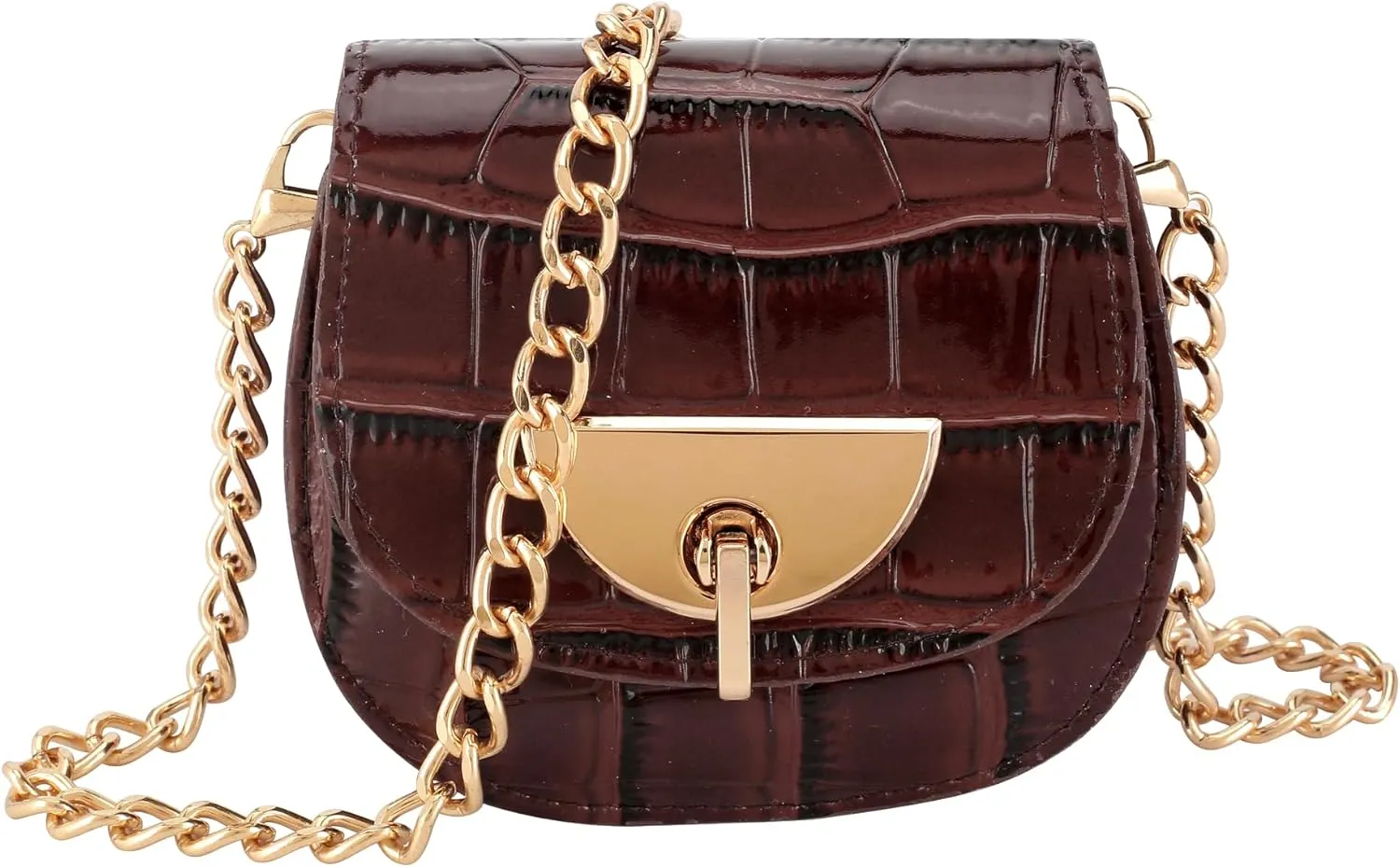 Women Fanny Waist Bag PU Leather Belt Bag for Women Fanny Pack Mini Belt Bag Crossbody Waist Purse Y2K Chain Bag Detachable (Brown)
