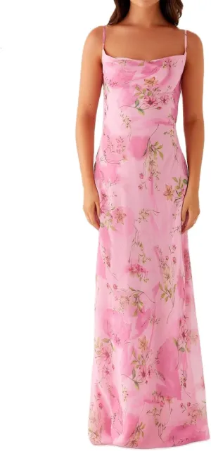 Women Flower Print Maxi Dress Spaghetti Strap Floral Slip Dress Y2k Backless Slim Fit Long Bodycon Dresses