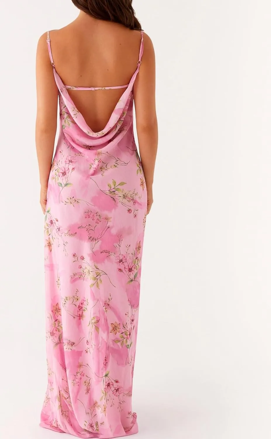Women Flower Print Maxi Dress Spaghetti Strap Floral Slip Dress Y2k Backless Slim Fit Long Bodycon Dresses