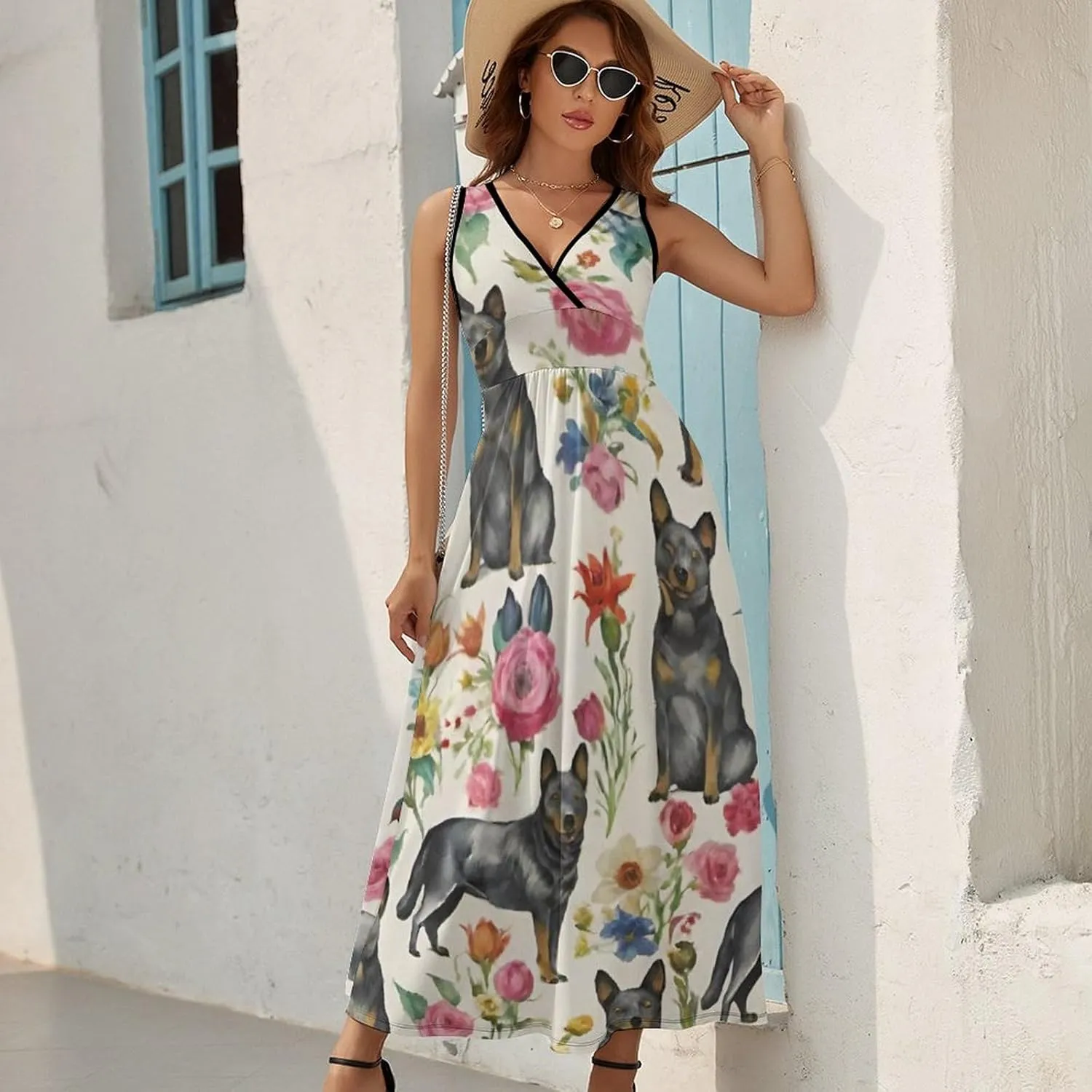 Women Girls Wrap Sleeveless Flared Midi Dress for Vacation Party Wedding