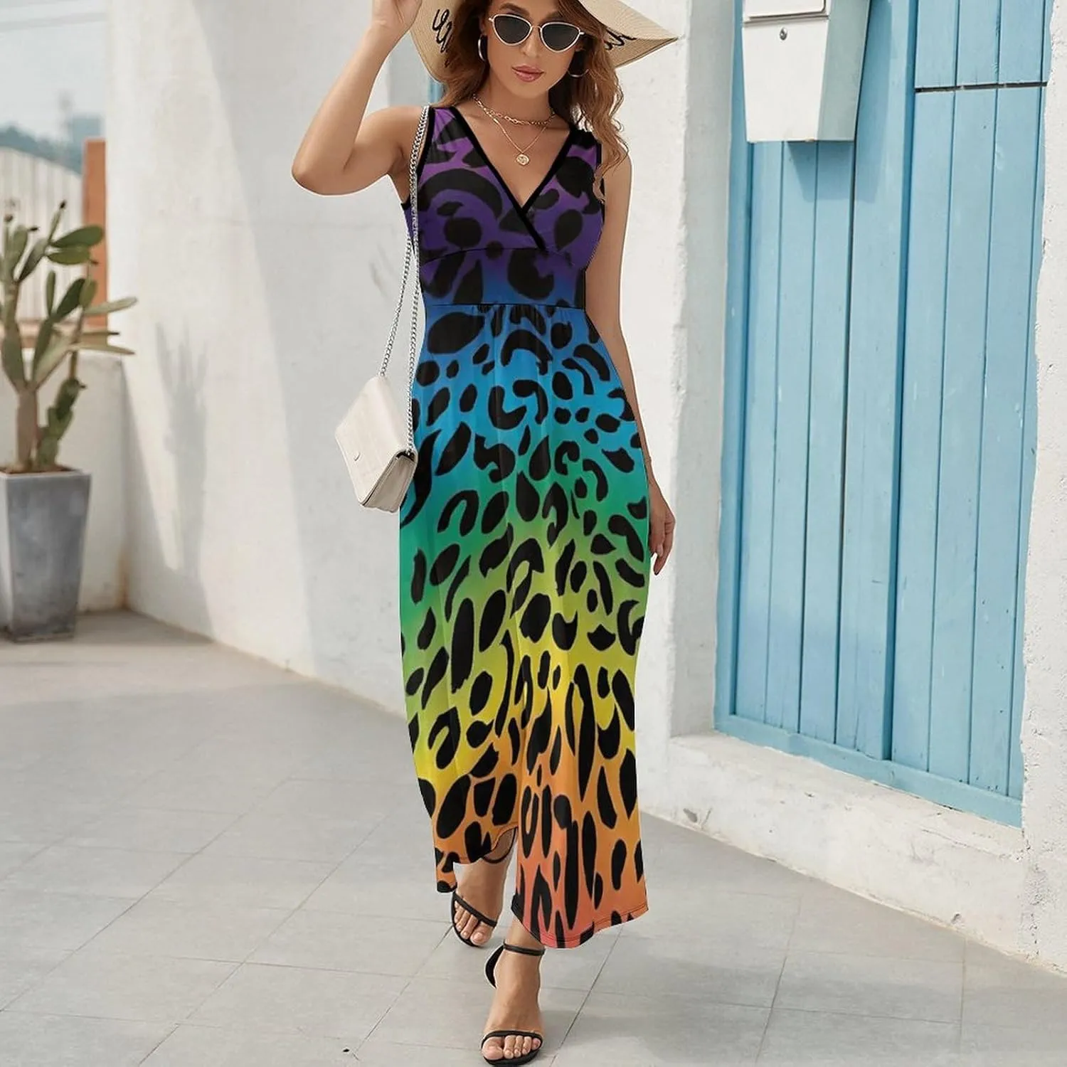 Women Girls Wrap Sleeveless Flared Midi Dress for Vacation Party Wedding