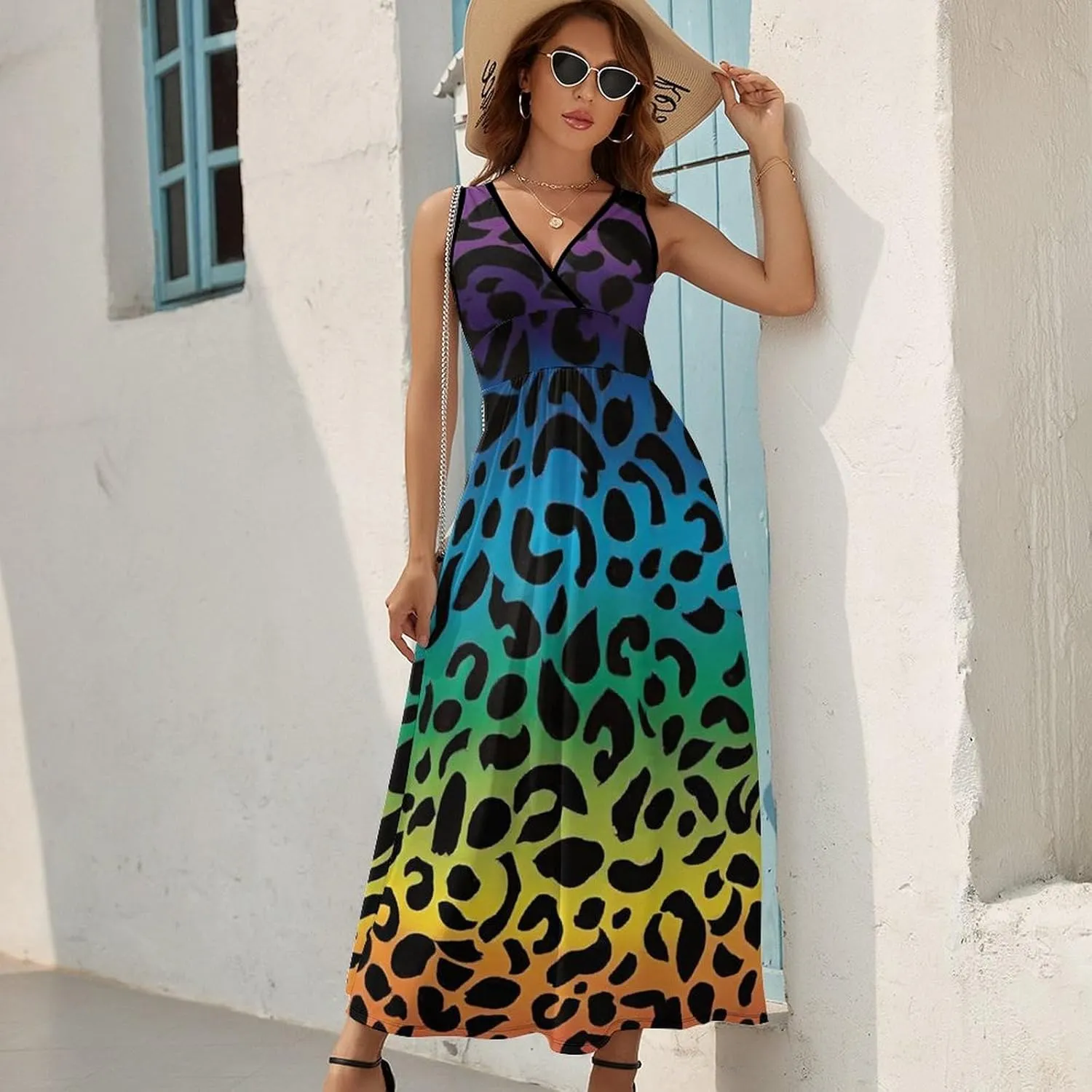 Women Girls Wrap Sleeveless Flared Midi Dress for Vacation Party Wedding