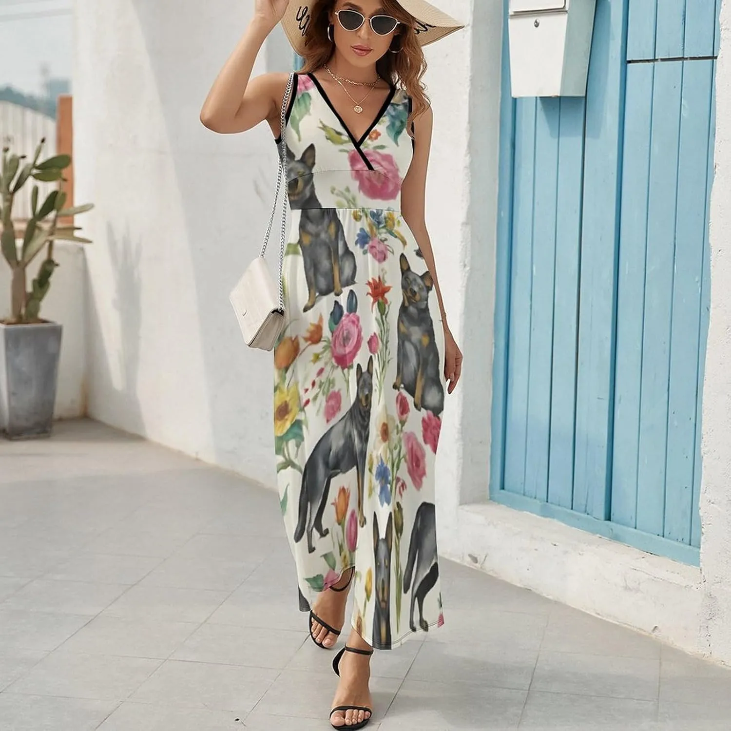 Women Girls Wrap Sleeveless Flared Midi Dress for Vacation Party Wedding