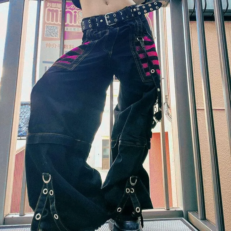 Women High Waisted Jeans Cargo Straight Leg Pants Loose Baggy Trousers Wide Leg Denim Jeans Pants Streetwear