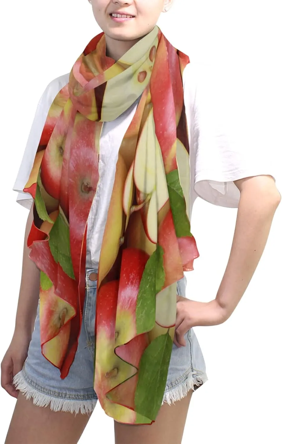 Women Long Silk Scarf, Satin Shawl Chiffon Large Stole Headscarf Sunscreen Wrap