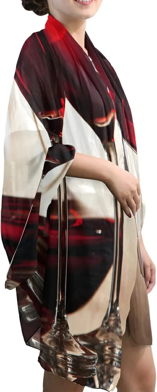 Women Long Silk Scarf, Satin Shawl Chiffon Large Stole Headscarf Sunscreen Wrap